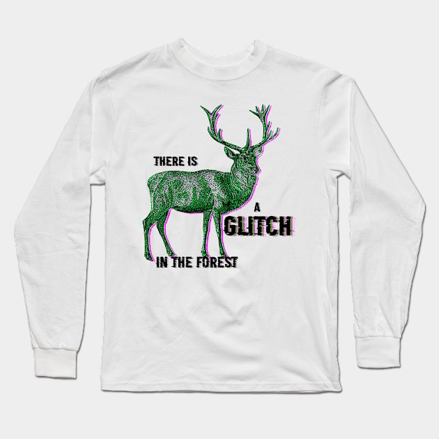 Gliched Deer Long Sleeve T-Shirt by emma17